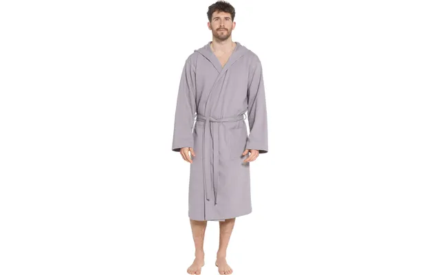 Olivia Rocco Men's Hooded Waffle Cotton Bathrobe Grey 100% Cotton Super Absorbent Spa - M L Grey