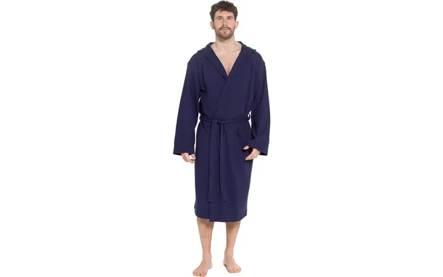 Olivia Rocco Men's Hooded Waffle Cotton Bathrobe Navy Super Absorbent Cosy Easy-care Nightwear Set - M L Navy