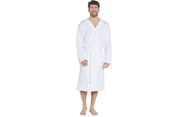 Olivia Rocco Men's Hooded Waffle Cotton Bathrobe White Super Absorbent Spa Robe Cosy Easy-care Nightwear Set - M L White