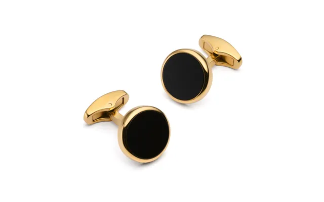 Onyx Round Cufflinks In Gold
