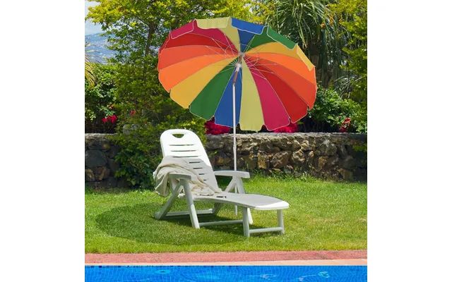 Outsunny 2.4m Beach Umbrella W Sand Anchor, Adjustable Tilt - Best Quality, Carry Bag Included