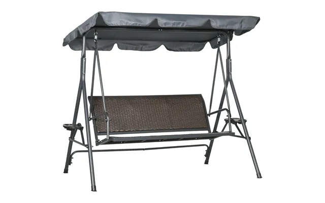 Outsunny 3-seater Garden Swing Seat Bench Adjustable Canopy Rattan Seat product image