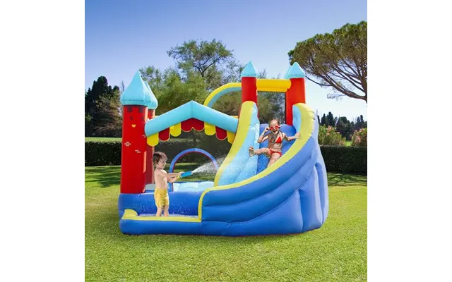 Outsunny 4 In 1 Kids Bouncy Castle - Large Inflatable House W Trampoline