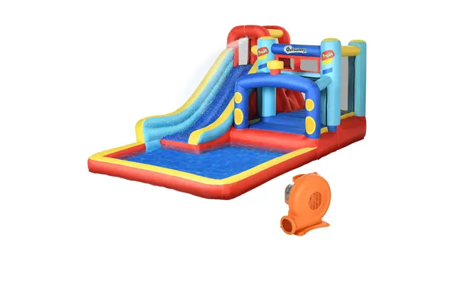 Outsunny 4 In 1 Kids Bouncy Castle Slide Pool Trampoline Climbing Wall Blower