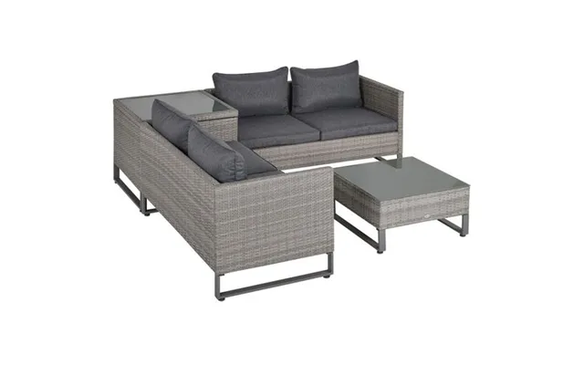 Outsunny 4 Pcs Rattan Wicker Sofa Set Conservatory Furniture W Side Storage Box product image