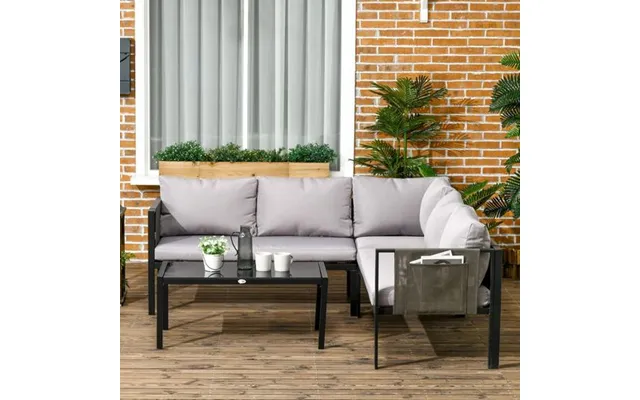 Outsunny 4 Piece Garden Furniture Set W Breathable Mesh Pocket - Light Grey product image