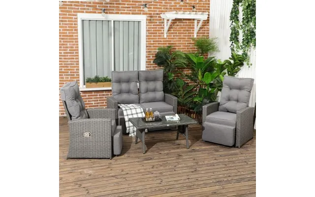Outsunny 4 Piece Rattan Garden Furniture Set With Sofa - Glass Table product image