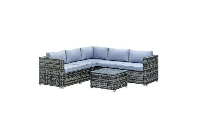 Outsunny 4 Pieces Rattan Furniture Sofa Set Chair W Corner Sofa Loveseat Grey product image