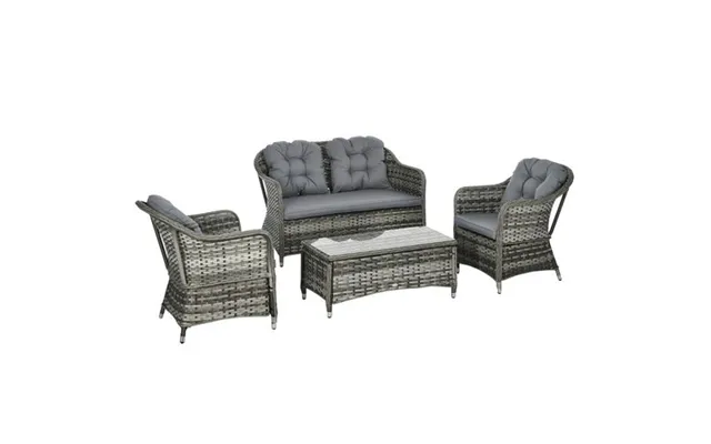 Outsunny 4 Pieces Rattan Sofa Set Outdoor Conservatory Furniture With Cushions product image