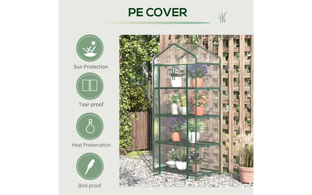 Outsunny 4 Tiers Mini Portable Greenhouse Compact Plant Grow Shed Metal Frame Pe Cover 160h X 70l X 50wcm product image