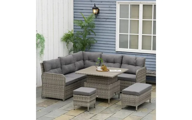 Outsunny 6 Pcs Rattan Garden Furniture Sectional Conversation Corner Sofa product image