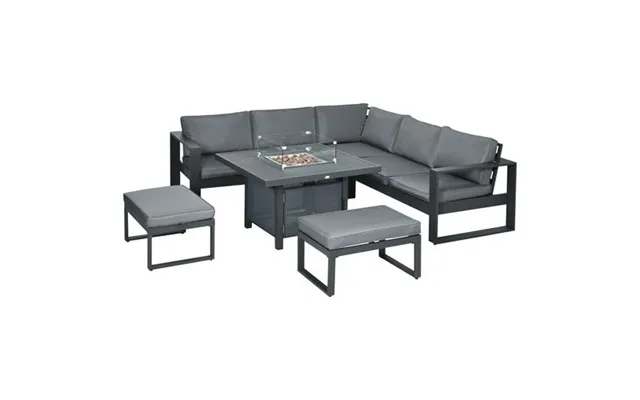 Outsunny 6-piece Garden Furniture Set With Firepit Table Outdoor Sofa Aluminium product image
