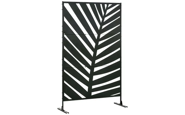Outsunny 6.5ft Metal Outdoor Privacy Screen Panel With Stand - Banana Leaf Style