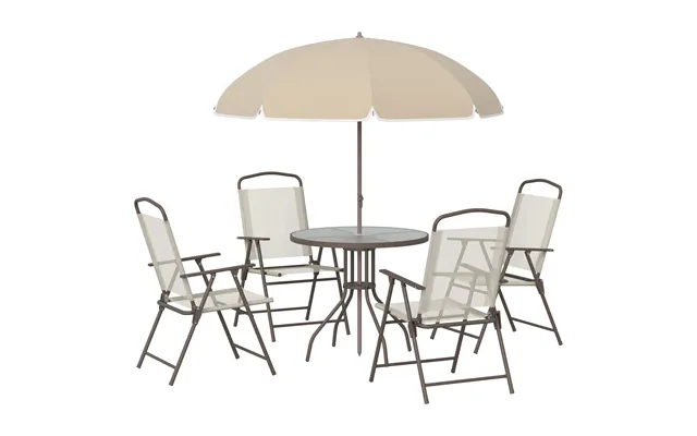 Outsunny 6pc Garden Dining Set Outdoor Furniture Folding Chairs Table Parasol product image