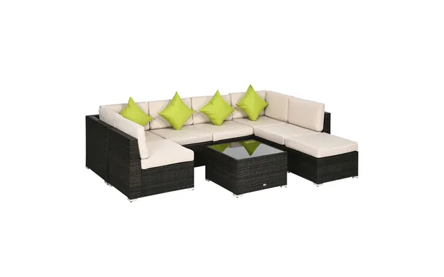Outsunny 8pc Patio Rattan Sofa Set - Brown Outdoor Garden Furniture High-quality & Stylish product image
