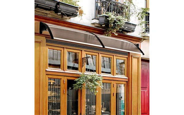 Outsunny Door Canopy Brown - Black Bracket 75 L X 195 W X 23 H Cm