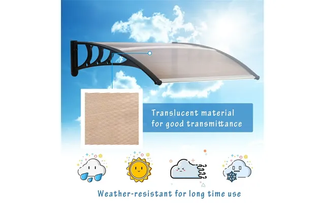 Outsunny Door Canopy Brown Sheet & Black Bracket 75 L X 120 W X 23 H Cm
