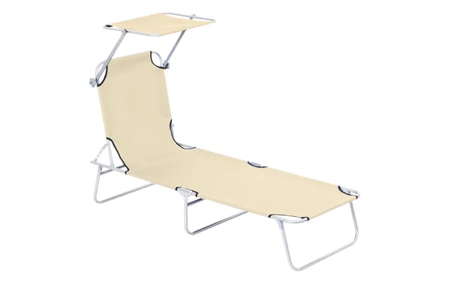 Outsunny Folding Chair Sun Lounger W Sunshade Garden Recliner Hammock Beige - Premium Quality