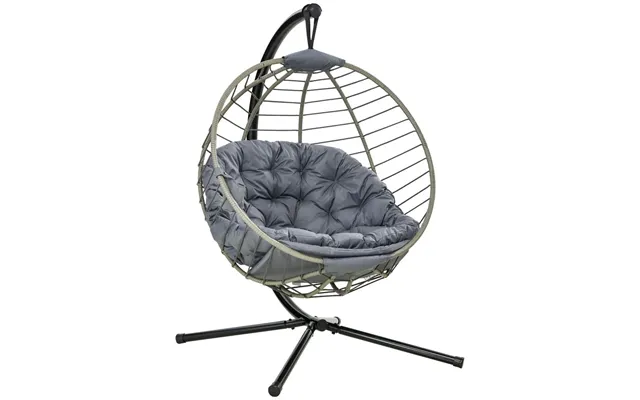 Outsunny Hanging Swing Chair W Stand & Cup Holder - Grey product image