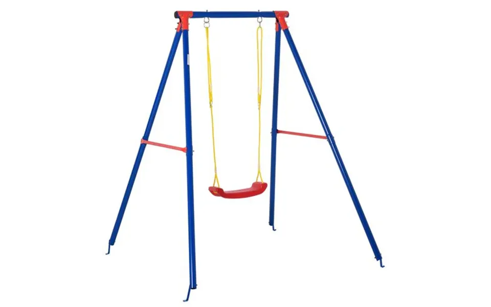 Outsunny Kids Swing Set Toddler Swing Adjustable Rope Heavy Duty A-frame Stand Outdoor Playset For 3-8 Years Old Blue