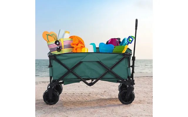 Outsunny Outdoor Folding Garden Trolley On Wheels - Pull Along Camping Cart