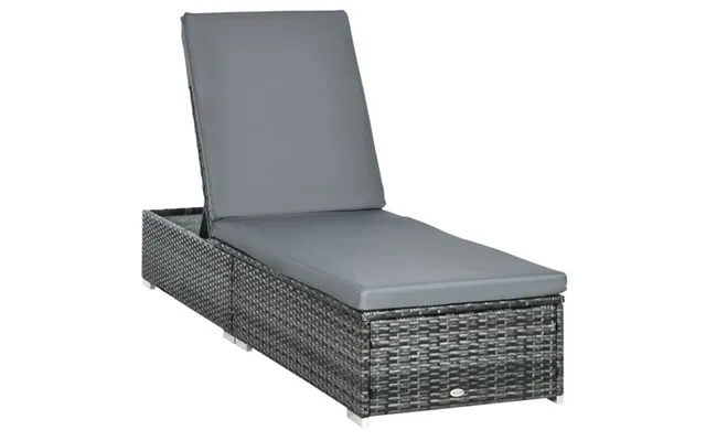 Outsunny Patio Rattan Chaise Lounge Garden Pool Wicker Sun Lounger Adjustable