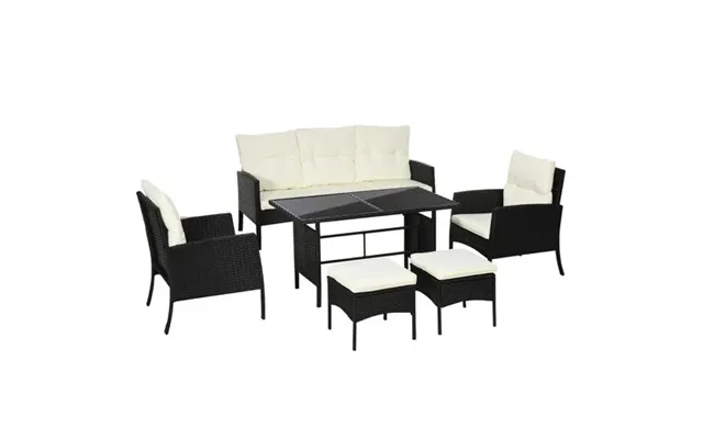 Outsunny Rattan Garden Furniture Sofa Set - 2 Armchairs 2 Footstools Table White product image