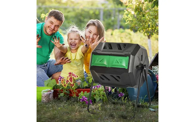 Outsunny Tumbling Compost Bin Dual Chamber 360 Rotating Composter 160l - Black