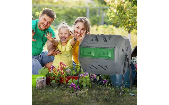 Outsunny Tumbling Compost Bin Dual Chamber 360 Rotating Composter 160l - Grey