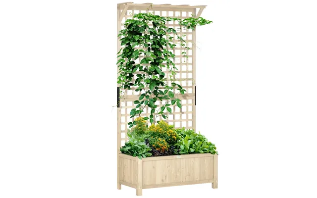 Outsunny Wood Planter With Trellis For Climbing Plants Vines Planter Box Natural