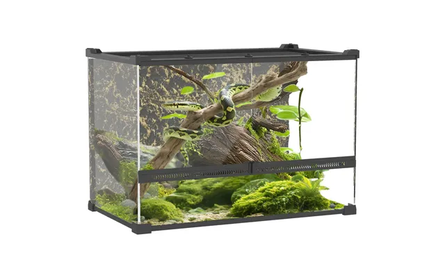 Pawhut 10l Glass Terrarium, Reptile Vivarium With Stone Background - 20h X 30l X 20wcm