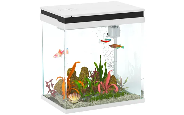 Pawhut 14l Small Fish Tank With Filter System, Led Lights, Water Pump - 30l X 20w X 33hcm