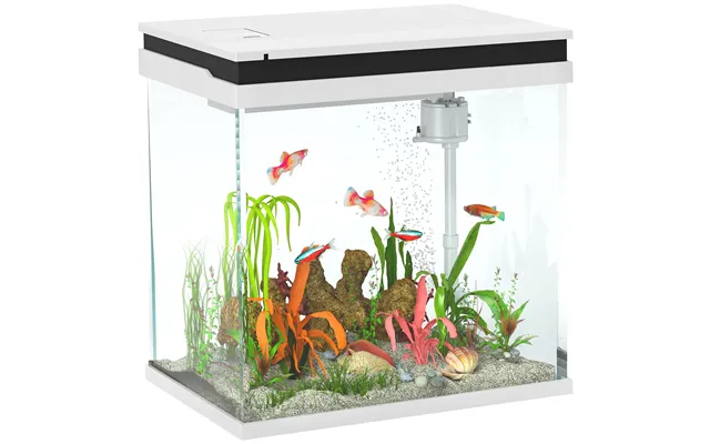 Pawhut 14l Small Fish Tank With Filter System, Led Lights, Water Pump - 38l X 26w X 38hcm
