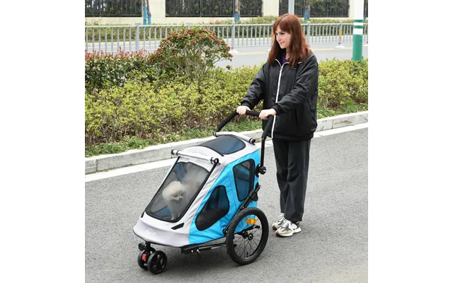 Pawhut 2-in-1 Dog Bike Trailer Pet Carrier Stroller Reflector 140 X 71 X 105cm