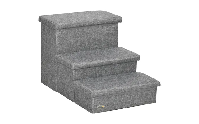 Pawhut 3 Step Dog Steps With Storage Boxes - Cat Stairs For Bed Sofa