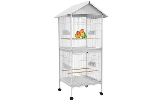 Pawhut Bird Cage Feeder For Small And Medium Birds - White