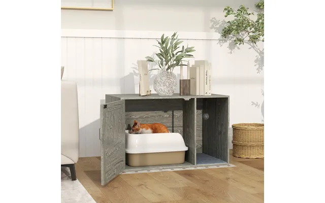 Pawhut Boho Style Cat Litter Box Enclosure With Rattan Door - Scratching Mat