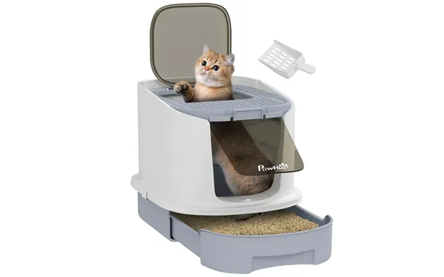 Pawhut Cat Litter Box - Hooded Cat Litter Tray With Lid