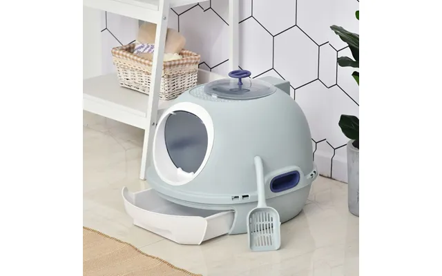 Pawhut Cat Litter Box Toilet With Litter Scoop Enclosed Drawer - Front Entry Top Exit