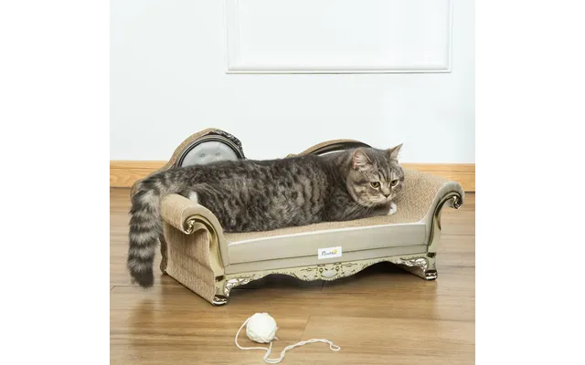 Pawhut Cat Scratching Bed Pet Furniture Scratching Post W Catnip - Brown