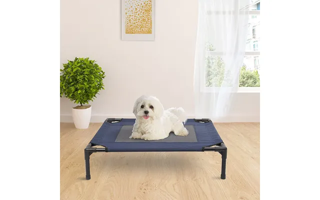 Pawhut Dog Cat Puppy Pet Elevated Raised Cot Bed Portable Camping Basket Blue Medium product image