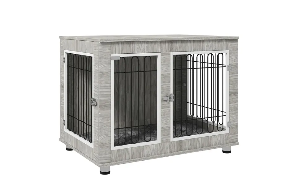 Pawhut Dog Crate Furniture, Double Door, Soft Cushion - Perfect For All Pets