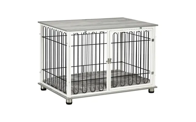 Pawhut Dog Crate Furniture End Table W Soft Washable Cushion - Lockable Door