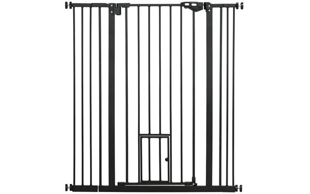 Pawhut Extra Tall Dog Gate With Cat Door - Auto Close, Stairs, 74-101 Cm Wide