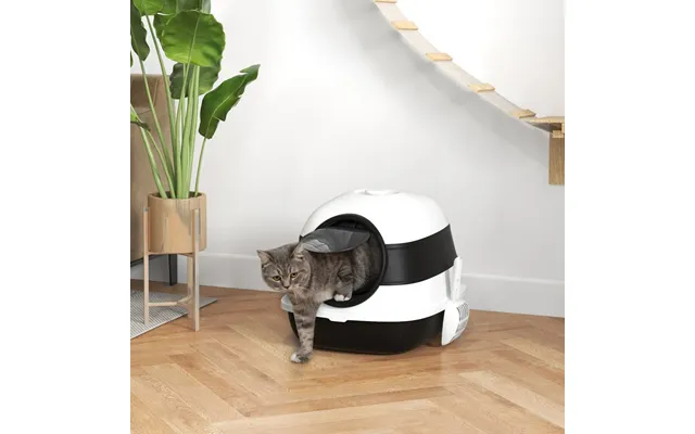 Pawhut Foldable Cat Litter Tray Hooded Cat Litter Box W High Side, Black - Default Title