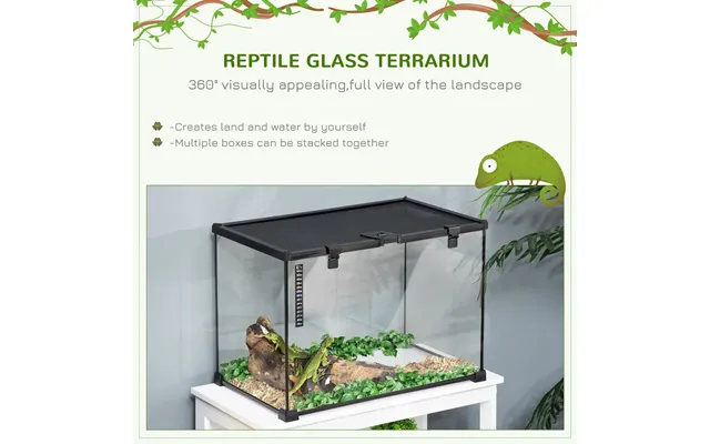 Pawhut Glass Reptile Terrarium Insect Breeding Tank Vivarium Habitats With Thermometer For Lizards, Horned Frogs, Snakes product image