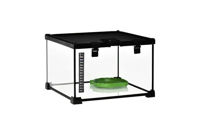 Pawhut Glass Reptile Terrarium Insect Breeding Tank Vivarium Habitats With Thermometer For Lizards, Horned Frogs, Snakes