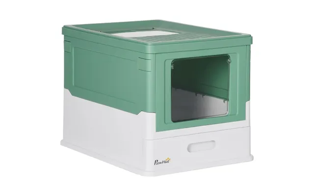 Pawhut Hooded Cat Litter Box, Portable Pet Toilet W Scoop, Tray - Green