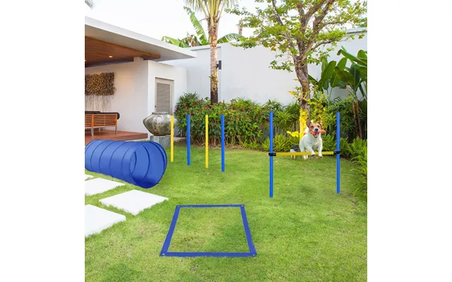 Pawhut Pet Agility Training Equipment Dog Play Run Jump Obedience Training Set Adjustable Poles Hurdle Tunnel Pause Box