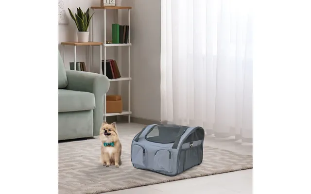 Pawhut Pet Carrier Folding Bag Car Seat Cat Dog Puppy Kennel Portable Travel Cage Tote Case Mesh Holder House Grey